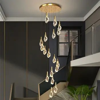 Lampă de cristal scara candelabru Nordic light lux, living, sala de mese vila duplex clădire mare candelabru decor
