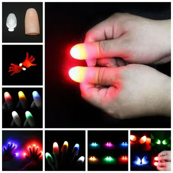 De Vânzare la cald Deget de Lumină 2 buc Magic Light Up Degetele Degetele Truc Apare Lumina Aproape Nou Joc Jucării de Lumină LED-Jucarii