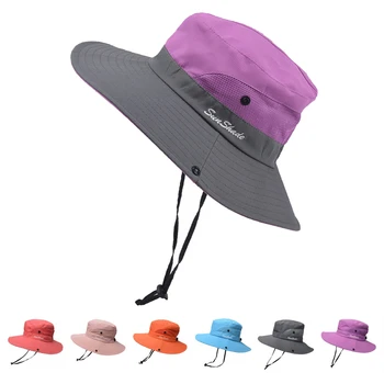 Pescuit Pălărie de Soare Protectie UV UPF 50+ Palarie de Soare Găleată de Vară Bărbați Femei Mari Margine Largă Bob de Drumeții în aer liber Pălărie cu Lanț Curea
