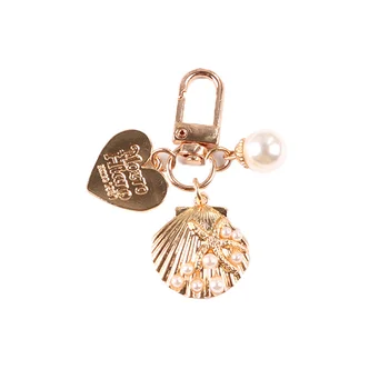 Drăguț Minunat Imitat Perle Inima Mare Star Breloc Coajă De Metal Pandantiv Cheie De Masina Inel Femei Cască Caz Ornament Accesorii