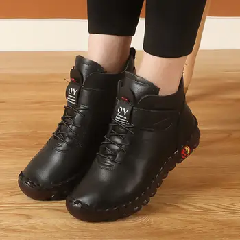 Noi 2023 Toamna Doamnelor Marca Confortabil Pantofi De Piele Pentru Femei Glezna Cizme Sexy, De Înaltă Calitate, Platforma Cu Blană Cizme De Iarna Pentru Femeie Pantofi