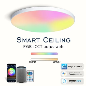 MARPOU RGB Inteligent lumina Plafon Cu Aplicația Control Vocal Alexa/Google Control de la Distanță 220V Inteligent lampa led pentru camera de Dormitor
