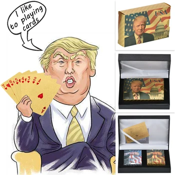 Donald Trump Plastic Carti de Joc Poker de Aur și Argint Set de Poker Impermeabil Mens Cadou de Ziua de nastere Idei de Dropshipping