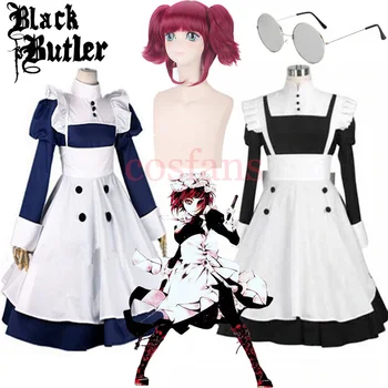 Anime-Ul Japonez Black Butler Menajera Kuroshitsuji Mey Rin Menajera Costum De Femeie Costume Cosplay Dress + Șorț Pentru Petrecerea De Halloween
