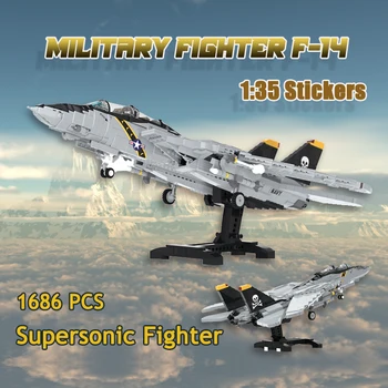 MOC Bloc Vânătoare F-14 Tomcat Supersonice de Luptă de Aeronave de Asamblare DIY Tehnologie Cărămizi Model de Jucării pentru Copii Cadou de Crăciun