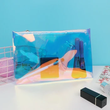Moda coreeană Laser Tpu Sac de Cosmetice Impermeabil Transparent de Mână, Sac de Cosmetice Colorate de Călătorie Portabil Sac de Depozitare