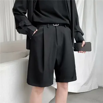 2022 Casual de Vara pantaloni Scurți Bărbați coreeană Stil Culoare Solidă de Afaceri Direct de la Genunchi lungime Vară Subțire de Simplu Masculin Negru BF pantaloni Scurți