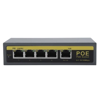 Hamrolte Switch POE 4 CANALE IEEE802.3af 10/100Mbps Smart Switch POE Pentru Camera IP NVR-ul de Securitate de Sistem Power Over Ethernet, Max 100M