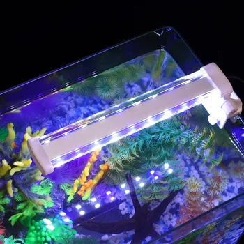 LED-uri acvariu, rezervor de pește clip lumină clip lumina acvariu de amenajare a teritoriului albastru și alb de lumină cu luminozitate ridicată lampa de șirag de mărgele de pește rezervor de lumină
