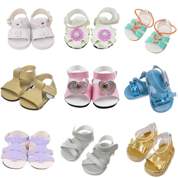 Papusa cu Pantofi de Vară PU Gaura de Plajă, Sandale se Potrivesc 18 Inch Fata& 43 Cm Renăscut Baby&43 Cm Papusa Nenuco ,Cadou de Vacanță Pentru Copii
