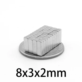 20-500pcs Magnet Neodim Micro pătrat Frigider 8x3x2 mm 8mm*3mm*2mmMagnetized Puternic din Neodim Permanent de pământuri Rare 8*3*2mm Magneți