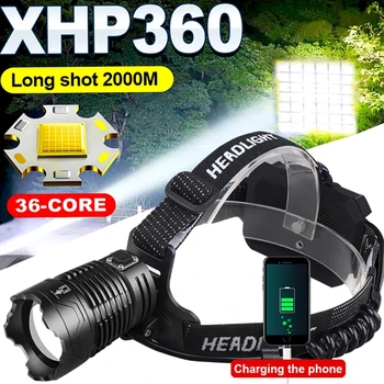 100000LM Zoomable XHP360 Far 36Core LED Lampă de Cap Utilizarea 18650 Baterie Lanterna USB Reîncărcabilă 4 Modul de Iluminare Lanterna de Cap