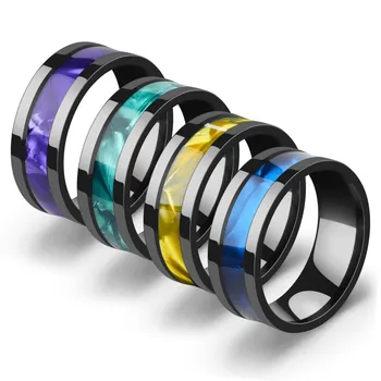 Bxzyrt 8mm Multicolor Inel Inox Femei Inele Shell Ring Moda Oțel Titan Pentru femei Barbati Inel de en-Gros Bijuterii