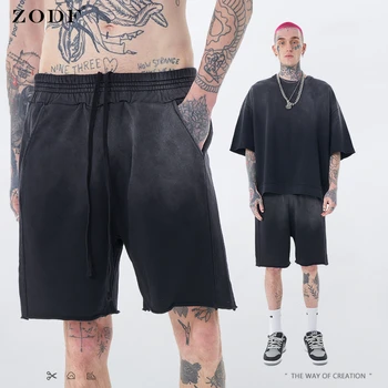 ZODF Trendy 2022 Vara 100% Bumbac pantaloni Scurti de Trening Pentru Bărbați Vrac High Street Spălat 380gsm pantaloni Scurți Streetwears HY0107