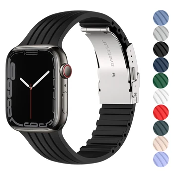 catarama de metal curea din silicon pentru apple watch band 45 41 44 40 42 38 mm Smartwatch Cauciuc Watchband Bratara iWatch 7 se 6 5 4 3 2