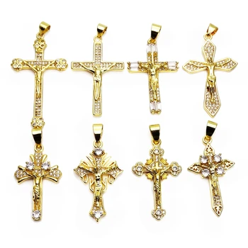 Isus cross micro alb Zircon Pandantiv Pandantiv cruce Contractate de moda Pandantiv colier cu lanț de BRICOLAJ bijuterii accesorii