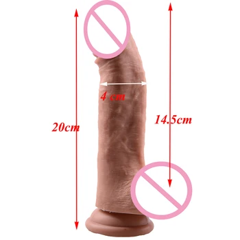 Mlsice 20cm Dublu Realist Penis Artificial Penis Moale de Silicon Vibrator ventuza de sex Masculin Femeie Masturbator Adult Jucarii Sexuale Vibratoare