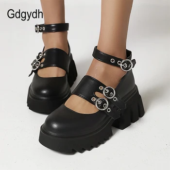 Gdgydh Moda Catarama Indesata Gotic Platforma Pantofi Femei Piele Neagra Brevet De Design De Brand Fetish Pompe De Încălțăminte De Înaltă Calitate