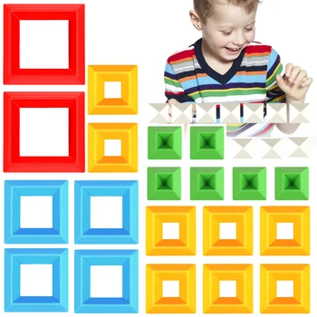 30 Buc Piramida Blocuri Set Montessori Jucărie de Construcție Reutilizabile Blocuri de Stivuire Jucarii Educative STEM Senzoriale