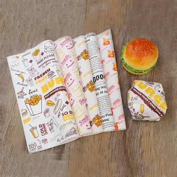 50 Buc Hârtie De Ceară De Calitate Alimentară Sandwich Ambalaj Burger Hârtie De Ceară De Mâncare Pâine De Cartofi Cu Înveliș De Copt Instrumente Fast-Food Personalizate