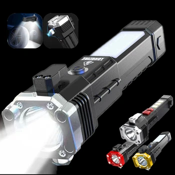 Puternic COB LED Lanterna Auto Lanterna cu Ciocan de Siguranță Magnet Puternic Lumina Partea Felinar Portabil pentru Exterior Urgență