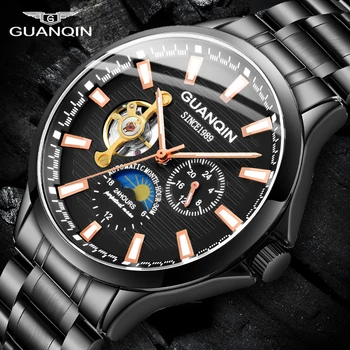 GUANQIN 2019 Ceas barbati ceas automată rezistent la apa mecanic skeleton Tourbillon bărbați ceas brand de top de lux Relogio Masculino