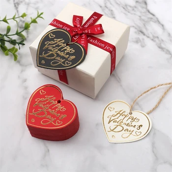 100buc 4.5x5cm Aur Alb Ștanțare Fericit Ziua Îndrăgostiților Hang Tag-ul Cadou de Nunta Cutie Decor Card Cadou de Ziua Îndrăgostiților Lables Invit
