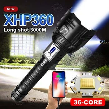 XHP360 Puternic Lanterna Led-uri Lanterna Reîncărcabilă Lampă de Mână rezistent la apa IPX8 de Mare Putere cu Led-uri Lanterne 18650 USB în aer liber Felinar