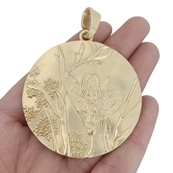 1 x Aur Mat de Culoare Mare Boho Medalion Floare Rotundă Farmece Pandantive pentru Colier Bijuterii de Luare Constatările Accesorii