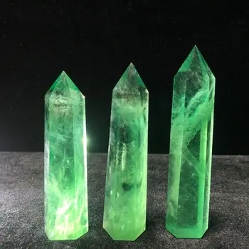 90-120mm Naturale Fluorit Verde cizelata Hexagon Punct de Cristal Chakra de Vindecare Reiki, Feng Shui Acasa Piatră de Artizanat Turn