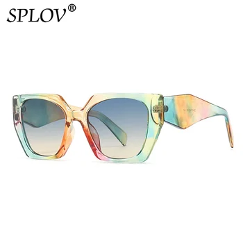 Retro Poligon Ochi de Pisica ochelari de Soare pentru Femei Brand Designer de Moda Gradient Nuante Leopard Colorat Clar Ochelari de Soare Femei UV400