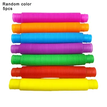 5pcs Colorate din Plastic Pop Tub Elicoidal Copii Modelului Cercul de Creatie Jucarii Dezvoltare Timpurie, de Învățământ Pliere Jucărie de Culoare Aleatorii
