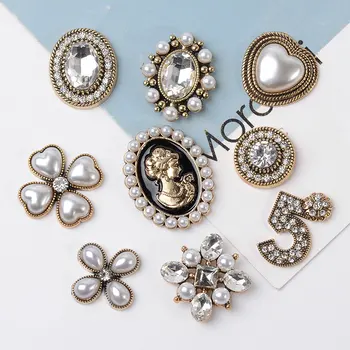 5 Buc Aliaj Nou Încrustat Pearl Stras Floare Placa Cataramă de Diamant DIY de Mână-a făcut Cercei Fete Pălării, Accesorii, Materiale