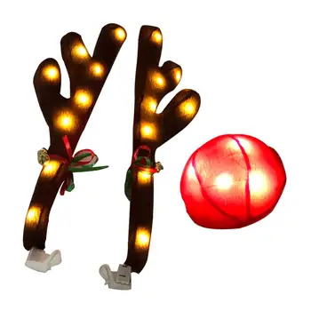 LED-uri de Crăciun Sika Cerb Coarne de cerb Nas Corn Auto Vehicul Decor Ren Costum Set Camion Ornamente de Vacanță de Crăciun Cadouri de Partid