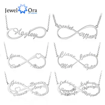 JewelOra Argint 925 Personalizat Infinity Numele Coliere pentru Femei Personalizate Plăcuța BFF Pandantiv Cadouri pentru Mama