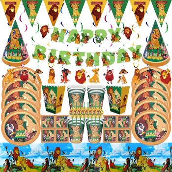 Regele leu Simba Petrecere Decoratiuni Tacamuri de unica folosinta Cupa Placă de Masă Balon Copil de Dus pentru Copii, articole Party