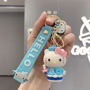 Roz Coarda Zână drăguț Hello Kitty-Cheie de Lanț de Desene animate Drăguț Auto Cuplu Inel de Lanț Sac Mic Pandantiv Drăguț Breloc Accesorii