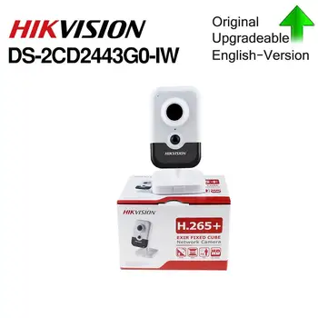 Hikvision Original DS-2CD2443G0-IW Camera Wi-Fi Supraveghere Video 4MP IR 10M Fix Cube Camera IP Wireless Audio bidirecțional H. 265+