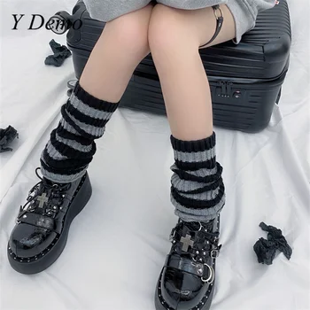 Y Demo Grunge Y2k Cu Dungi Cald Tricotat Ciorapi Acoperi Femei Harajuku Încălzit De Picior Elastice