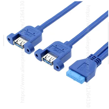 Dual USB 3.0 de sex Feminin Montare Șurub Pentru Placa de baza 20pin Antet Cablu Cu PCI Bracket Șasiu de Calculator Panoul din Spate Linie de 0,2 M/0,5 M