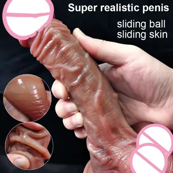 Mare De Sex Masculin Penisului Alunecare Preputului Pinchable Testicule Mare Dildo Realist Dick Sex Toys Anal Fals Vaginale G-Spot Stimularea Mingea