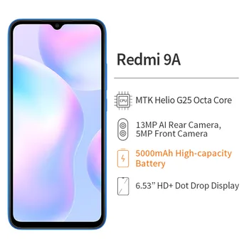 Xiaomi Redmi 9A nivel Mondial Rom 4GB RAM, 128GB ROM 6.53 Inch Ecran HD MTK Helio G25 Procesor 5000mAh Original Xiao Mi Telefon Inteligent