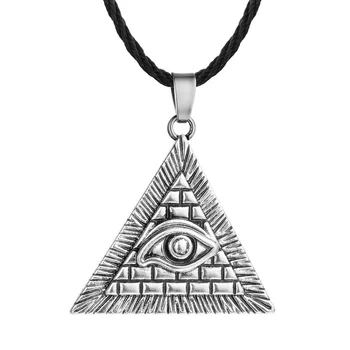 Egiptean Egipt Piramida All-Văzând Ochi Rău Illuminati Lant Vintage Barbati Colier De Aur/Placat Cu