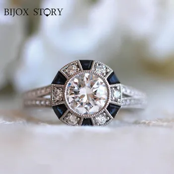 BIJOX POVESTE elegant 925 de bijuterii de argint, inel pentru femei cu safir, zircon pietre semipretioase inele de moda petrecere de nunta, cadou de dimensiunea 5-12