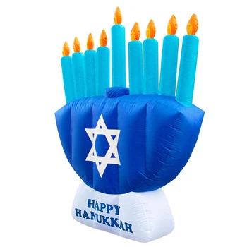 Hanukkah Menora Iatable Hanukkah Decor Model Cu LED-uri de Lumină Iatable Hanukkah Menora în aer liber Curte Decor 2022