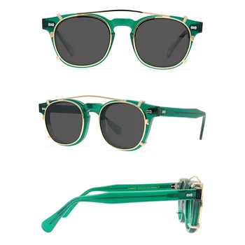 Belight Optic Manual de Calitate Cool Retro Vintage Femei Bărbați UV400 Polarizate de Protecție Oculos Clip Pe ochelari de Soare 9511