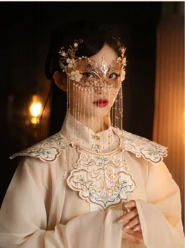 Chinez Antic Voal Jumătate Față De Moț Fața Cortinei Costum Cosplay Dress Up Elemente De Recuzită