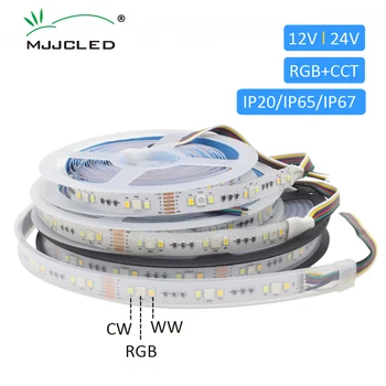 RGBCCT Benzi cu LED-uri 12V rezistent la apa IP65, 24V DC RGB CCT Tub LED IP67 IP20 5M Iluminat Camera de zi Decration 5050 2835 Bandă Flexibilă