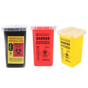 Portabil 1 buc Galben Roșu Negru Tatuaj Medical Plastic Container Biohazard Ac Eliminare 1 Qt Deșeurilor Cutie Pentru Artiști