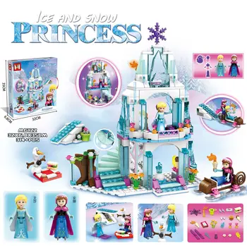 Disney Frozen de Asamblare Blocuri 8in1 Printesa Elsa Anna Castelul Sirena Palatul Jucării de Construcție Fata Cadou